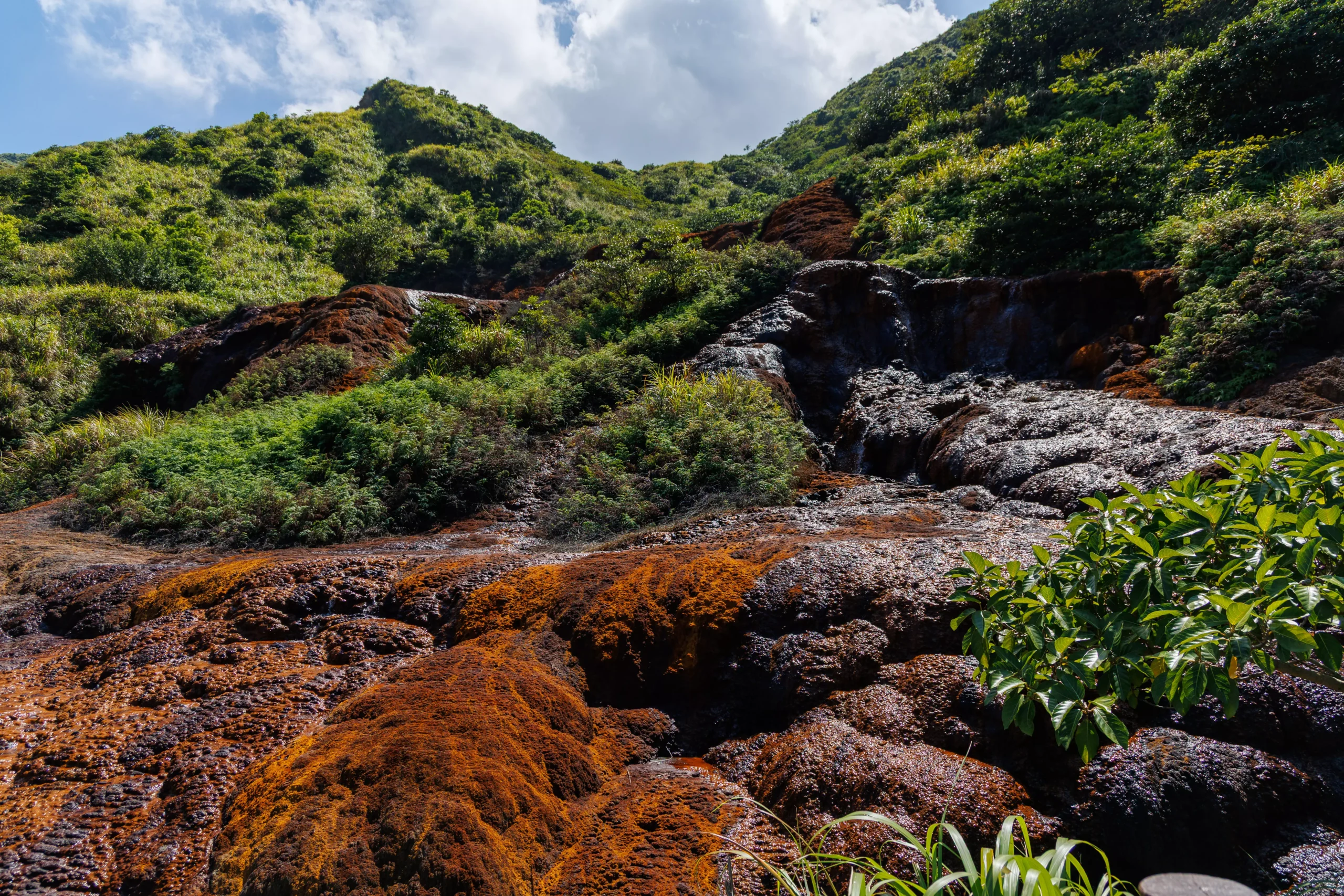 longshan-temple-taipei-facade-blue-sky Ornate facade of Longshan Temple Taipei with colourful dragons and tiled rooftop against blue sky