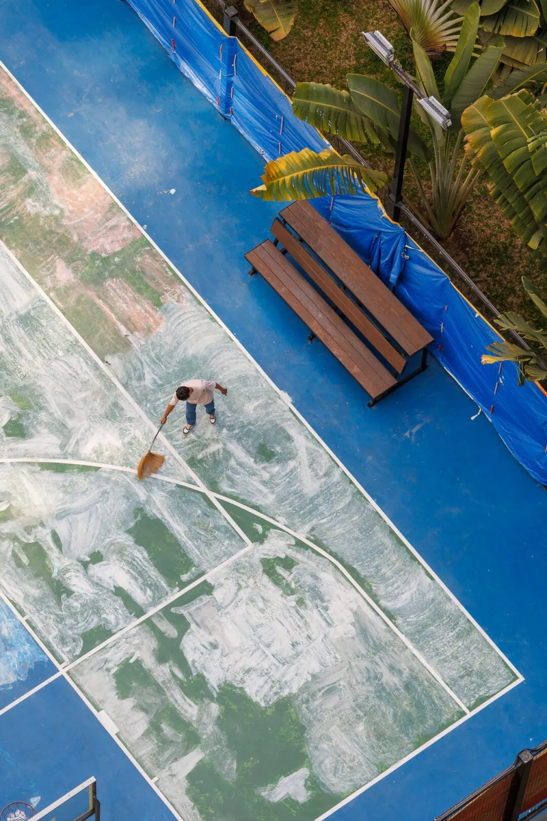 Aerial basketball court sweeping manila