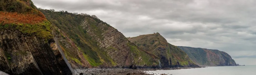 Blackchurch rock coastal panorama