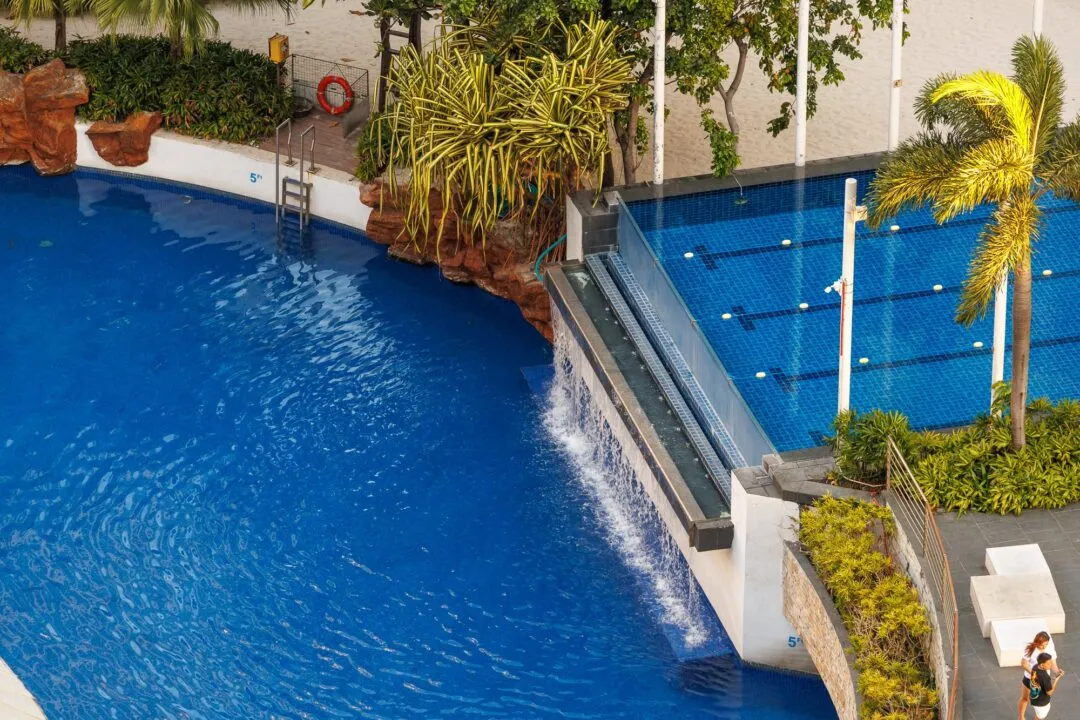 Blue pool waterfall diagonal manila