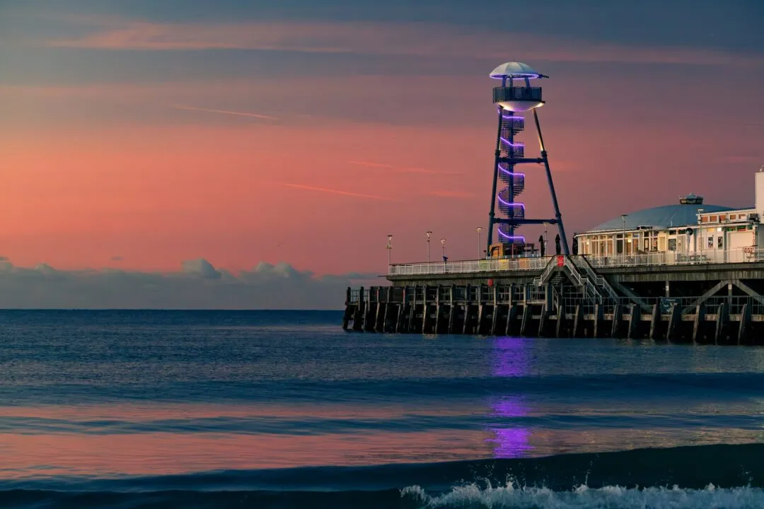 Bournemouth pier lights sunset