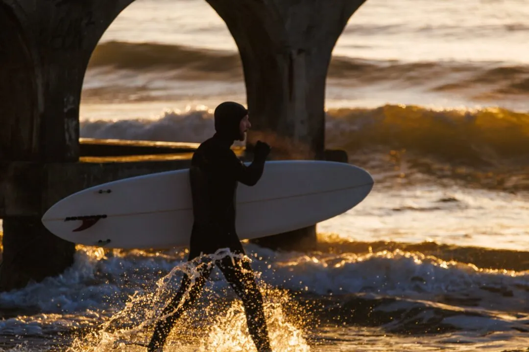 Bournemouth surfer silhouette