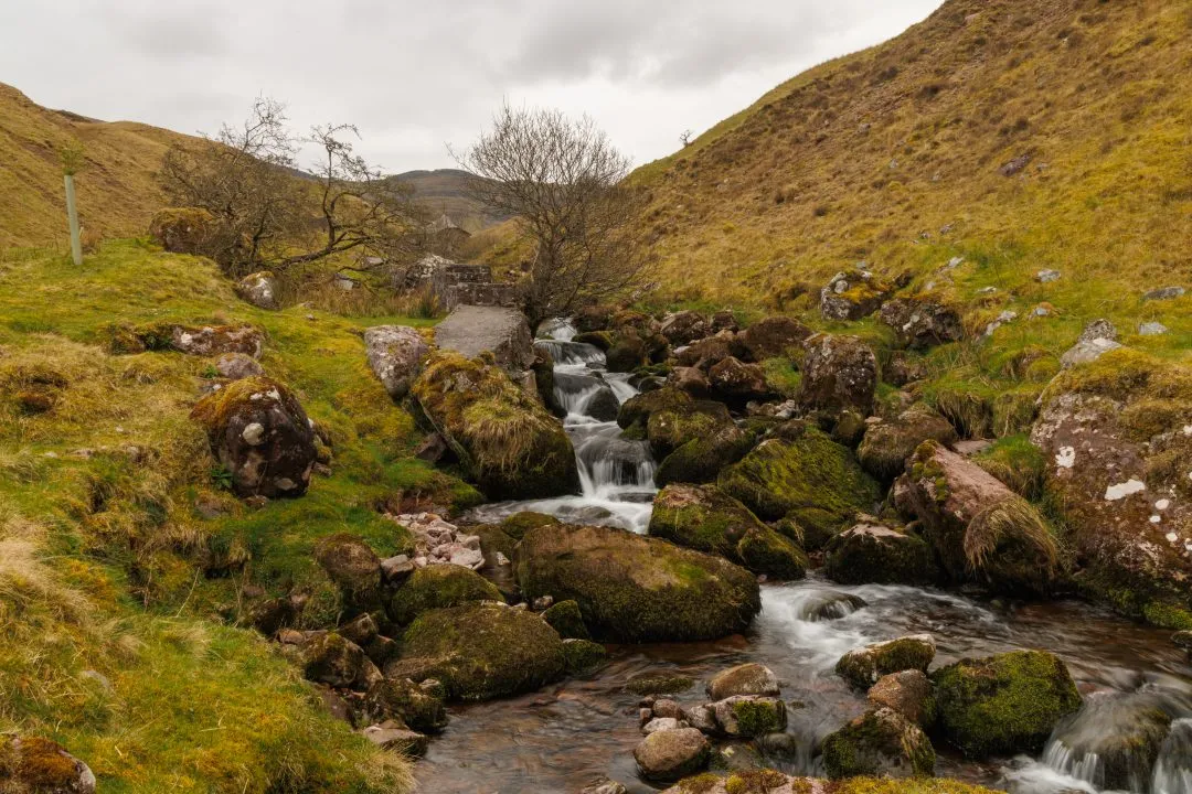 Stream stone bridge ruin, the Brecon Beacons, Wales