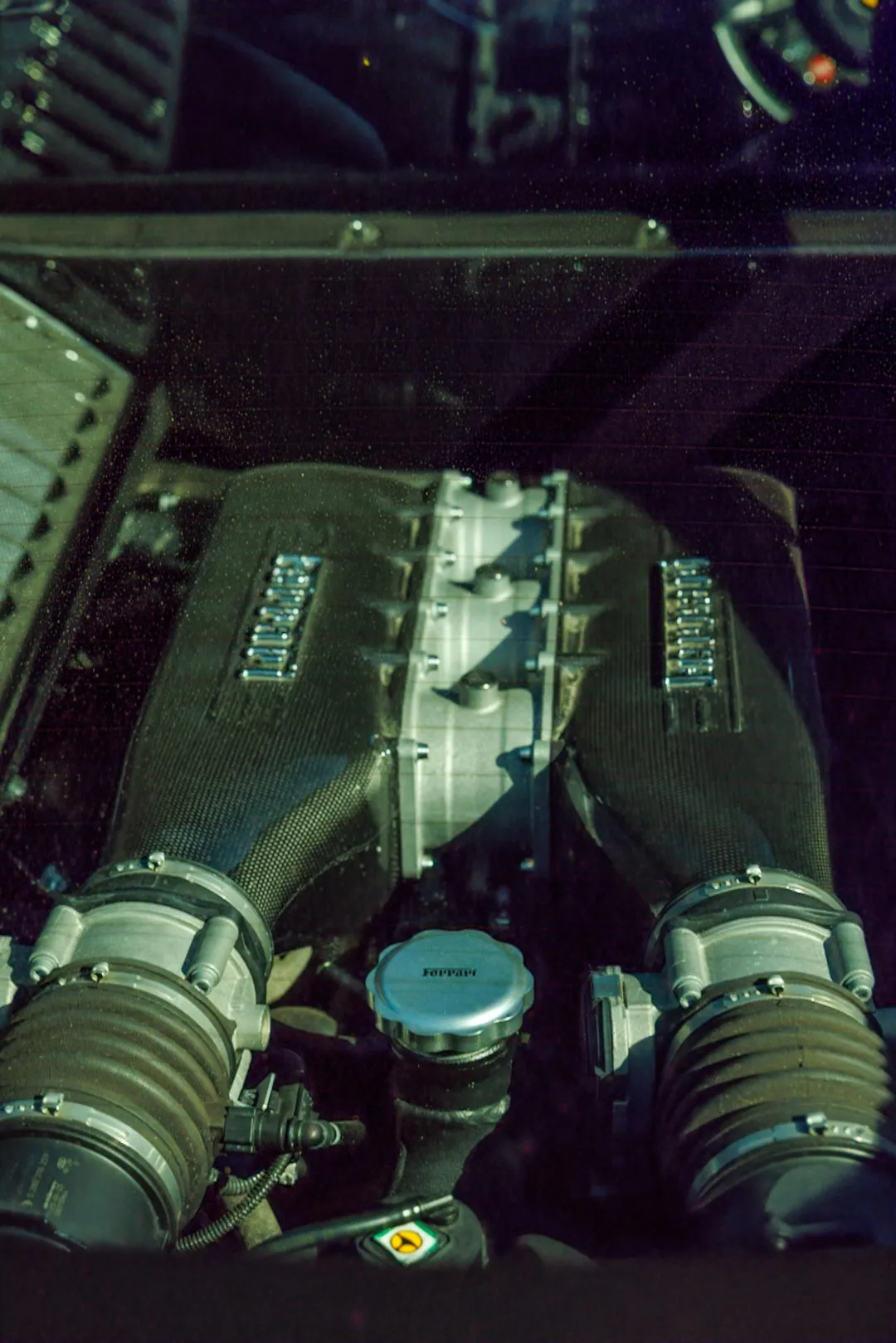 Ferrari black engine bay detail, Caffeine and Machine