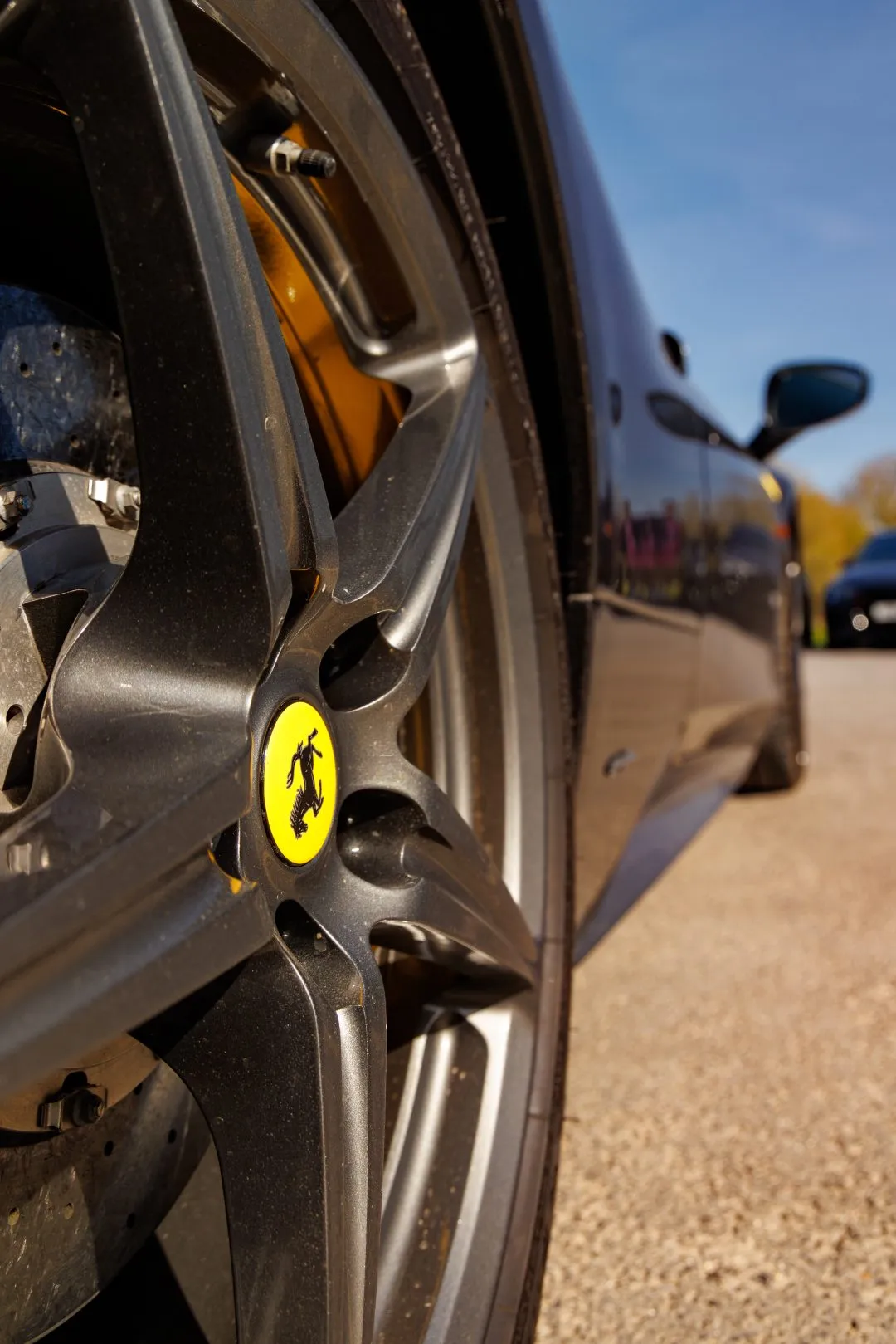 Ferrari black wheel badge macro, Caffeine and Machine