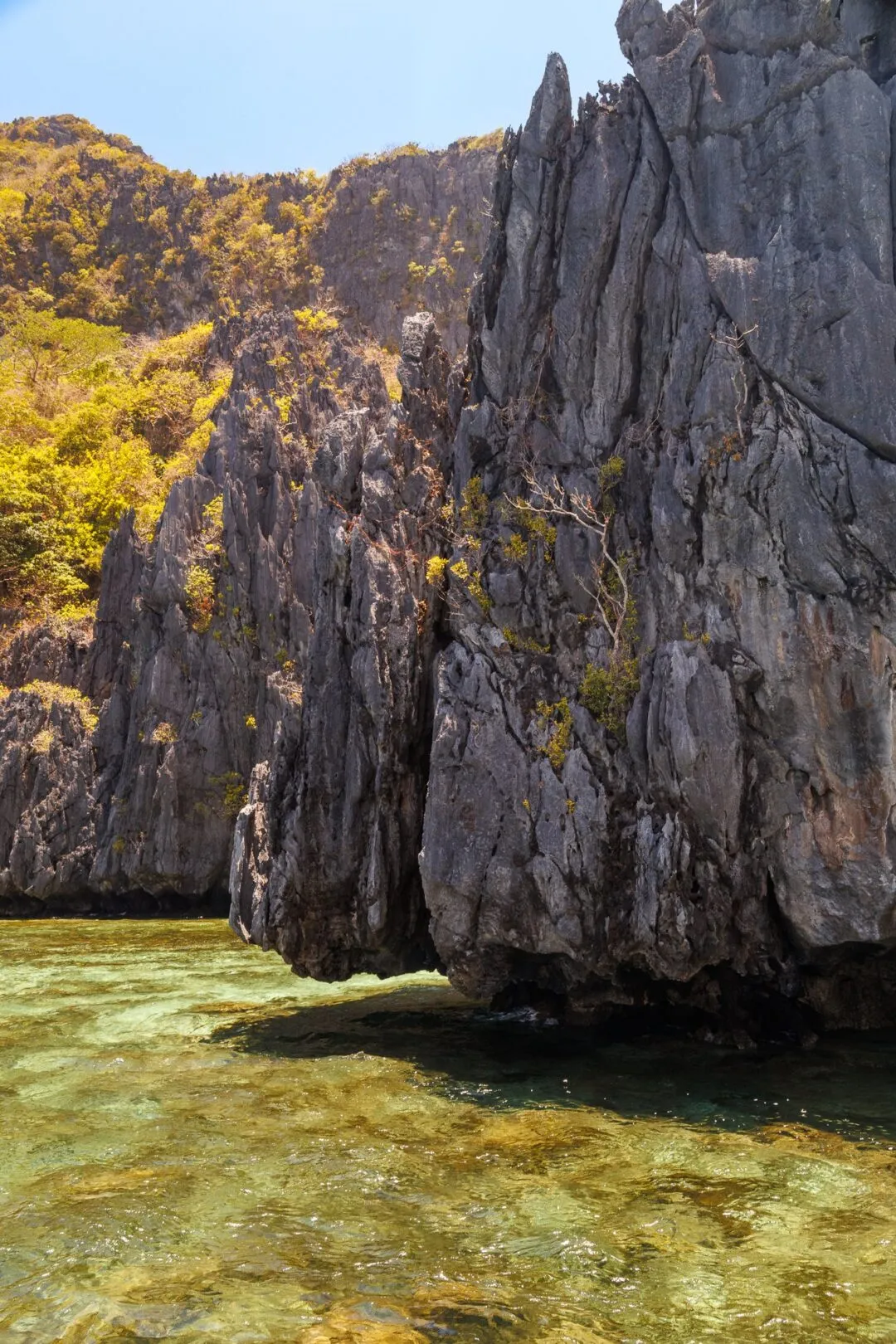 Close abstract karst rock turquoise water El Nido