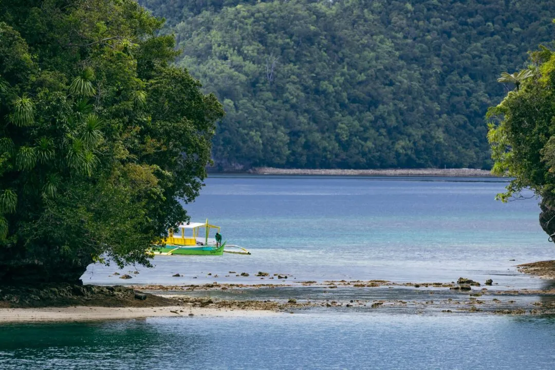 Colourful boat figure karst backdrop siargao