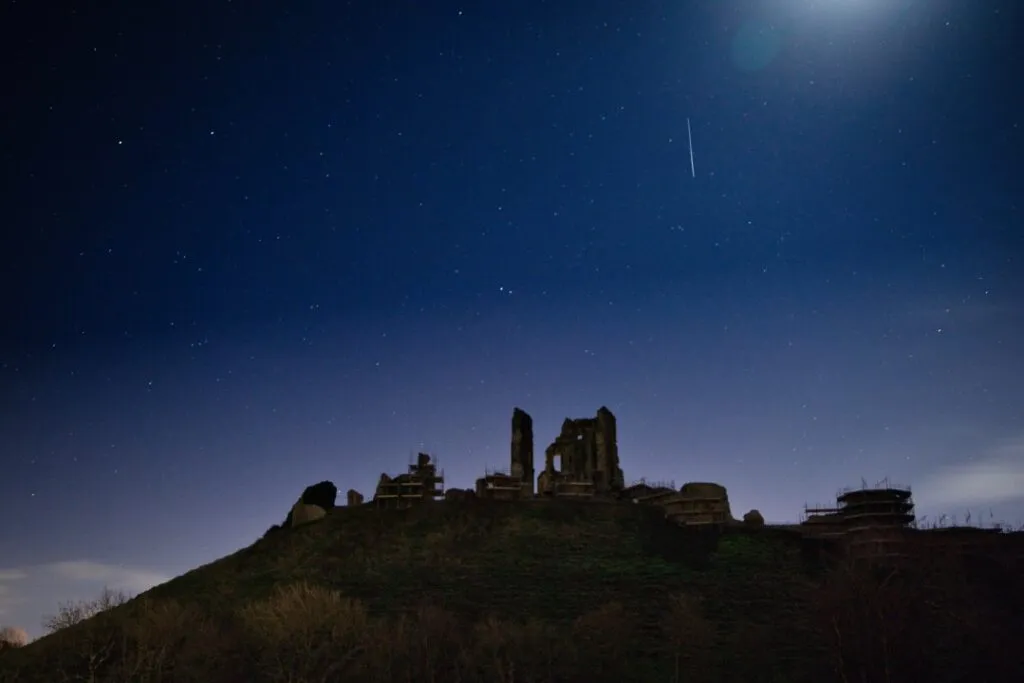Corfe castle silhouette stars