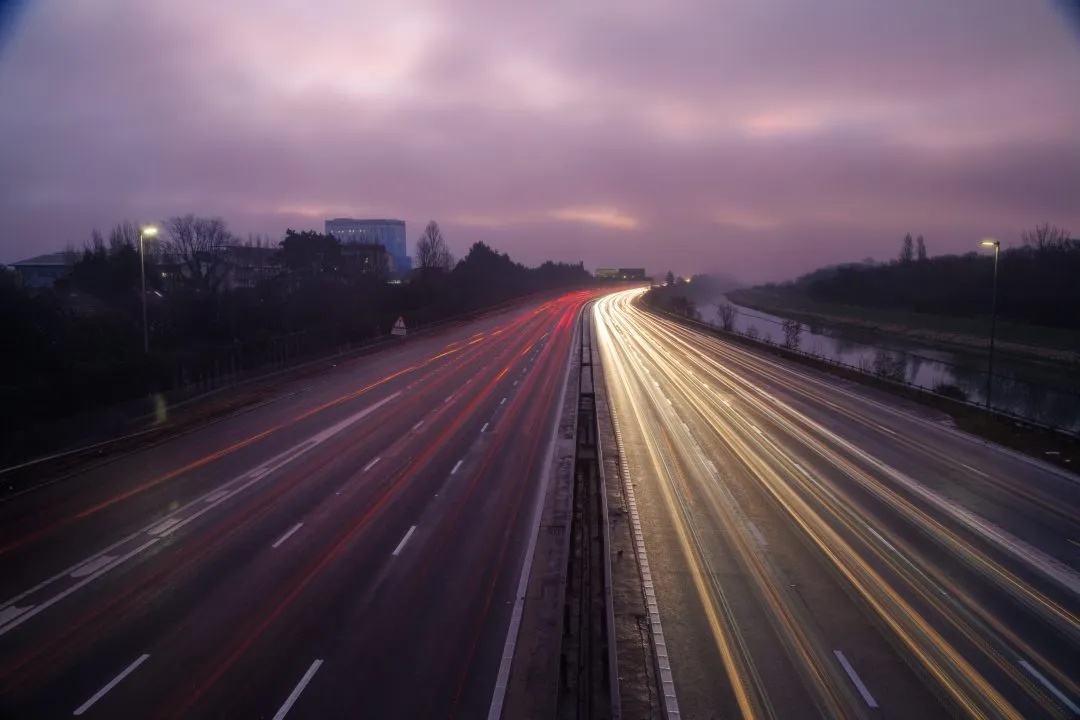 Curving motorway sunset, Cosham