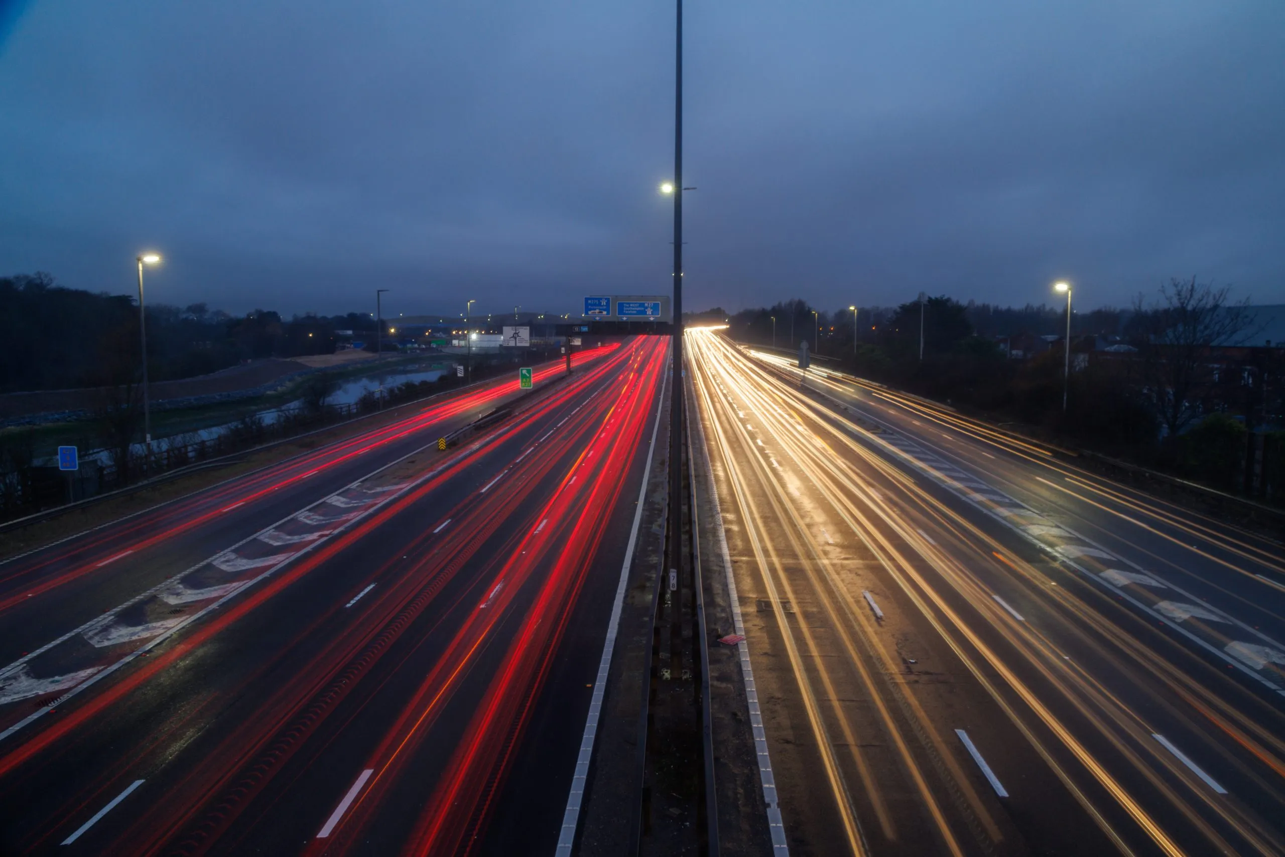 Symmetrical motorway dusk, Cosham