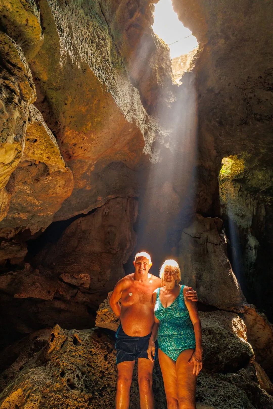 Couple cave light beam portrait bohol