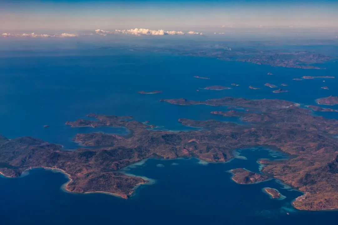 Crisp wide aerial karst archipelago lagoons El Nido
