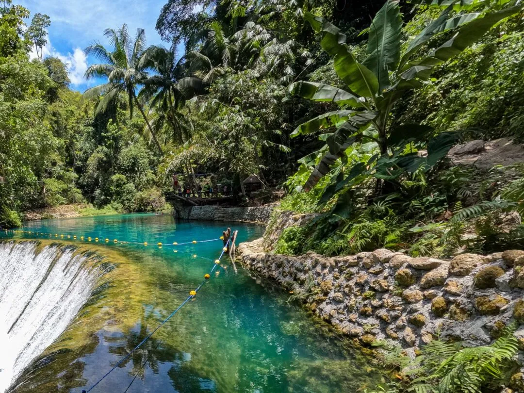 Dam waterfall scenic rope crossing cebu