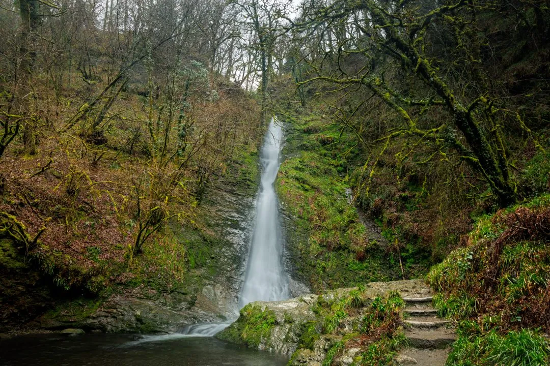 Waterfall stone steps path, Dartmoor, Devon