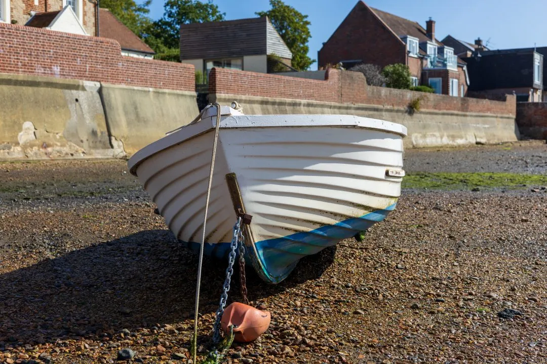 Beached dinghy bow on, Emsworth