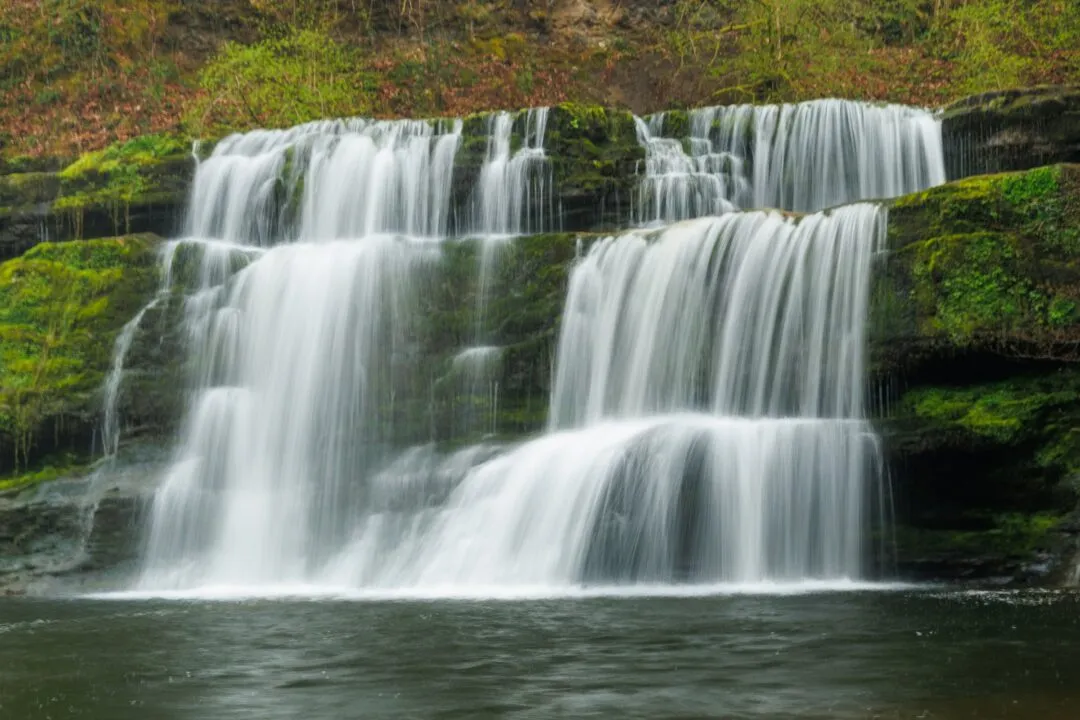 Four waterfalls misty cascade