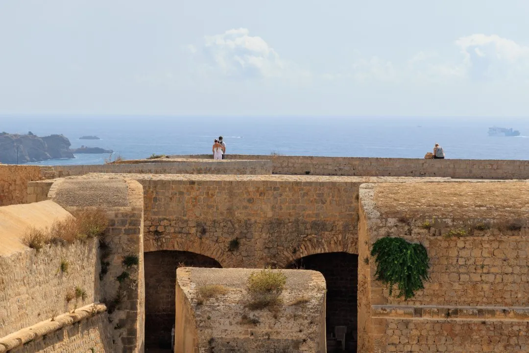 Fortress arches sea view, Ibiza Old Town