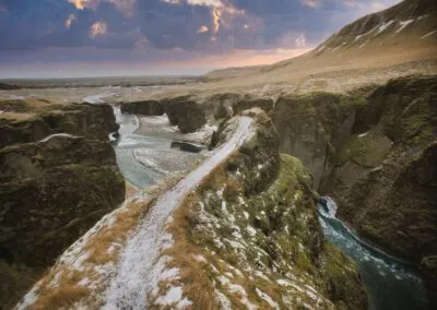 Iceland fjadrargljufur canyon sunset