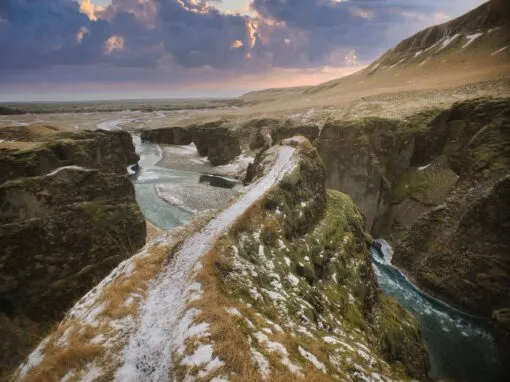 Iceland fjadrargljufur canyon sunset