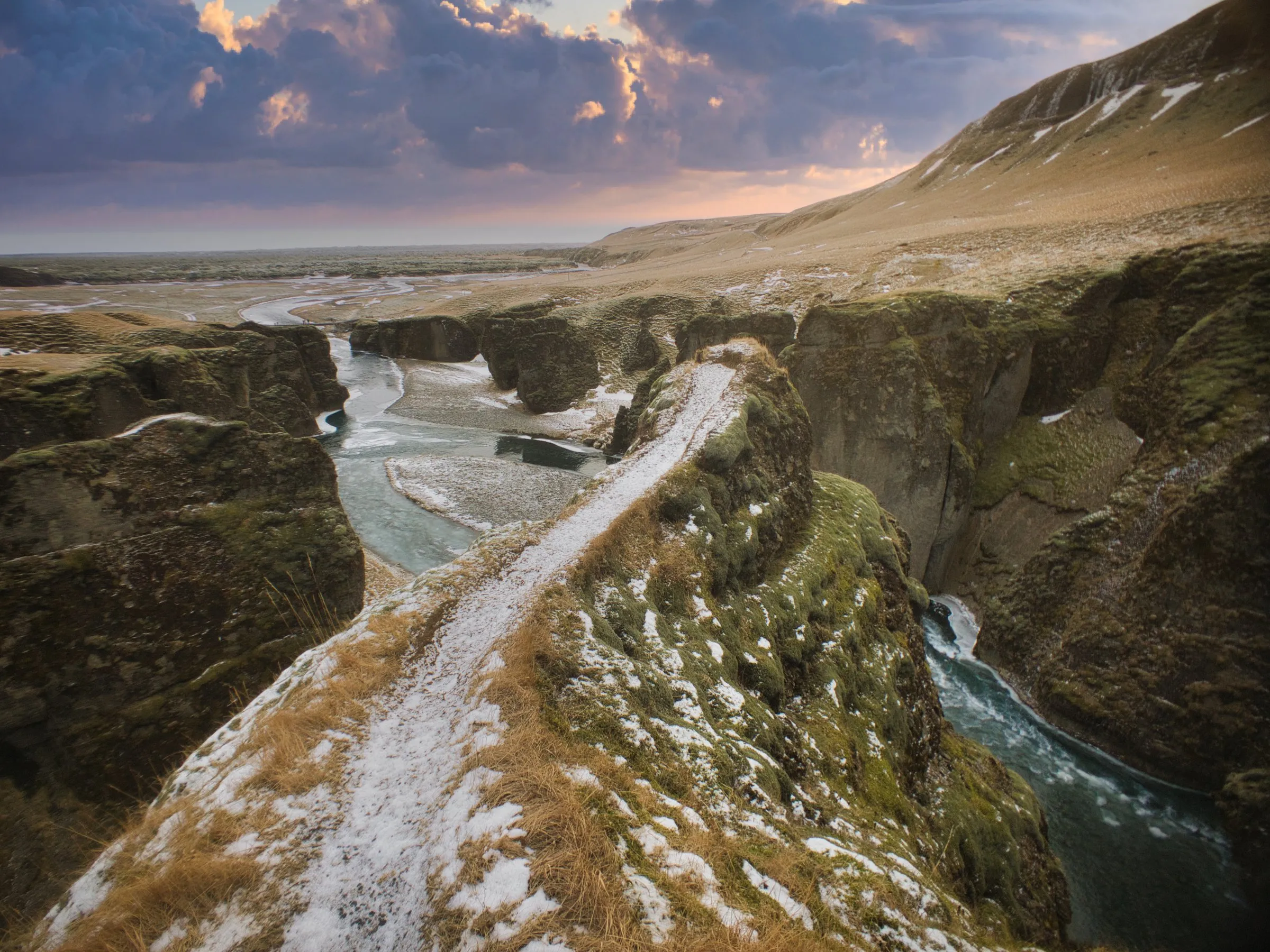Iceland Fjadrargljufur Canyon Sunset Iceland fjadrargljufur canyon sunset