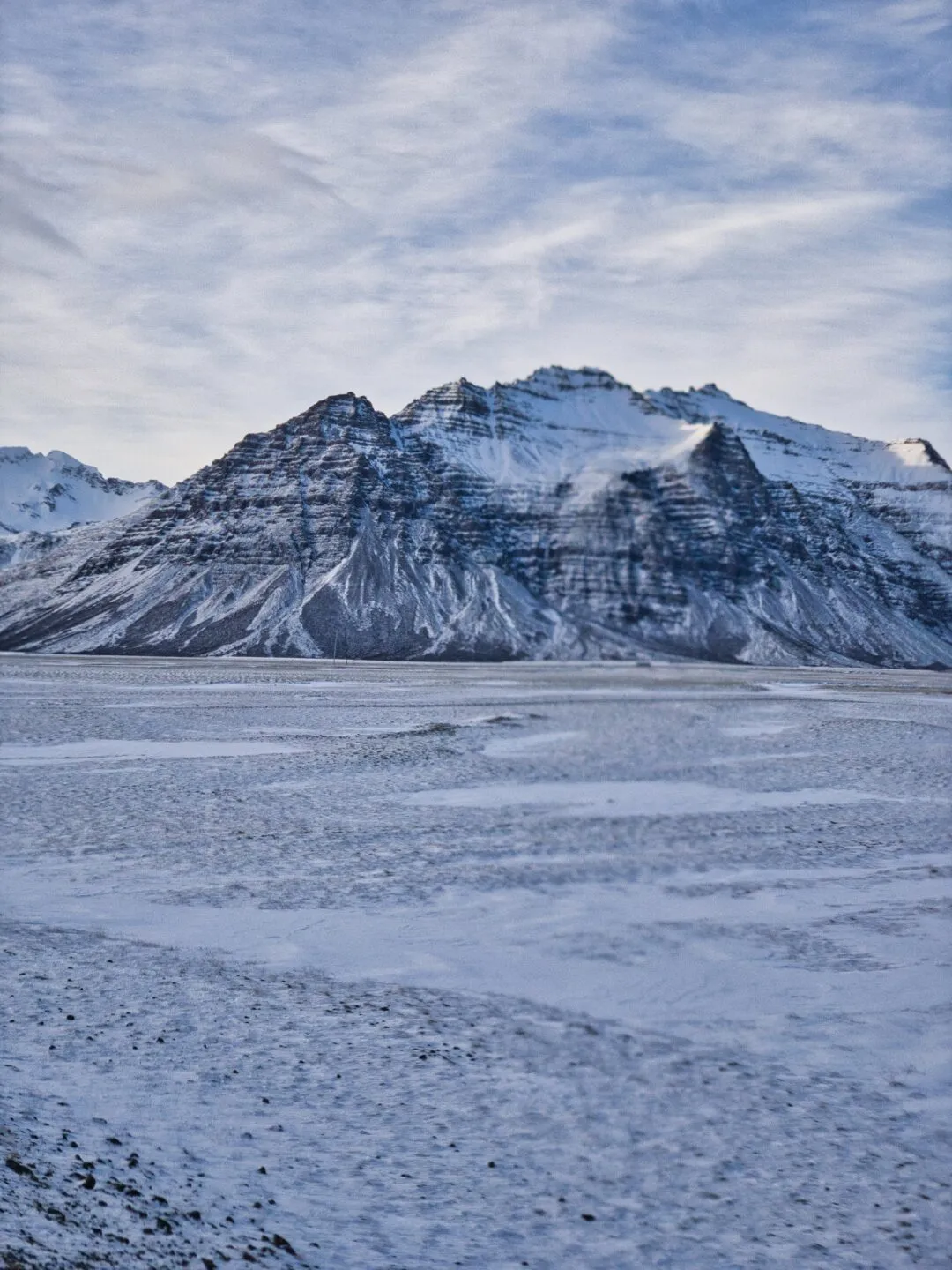Iceland striated mountain range