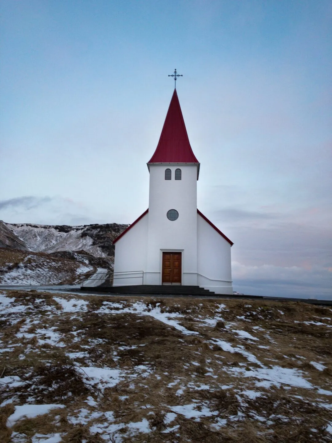 Iceland vik church coastal view