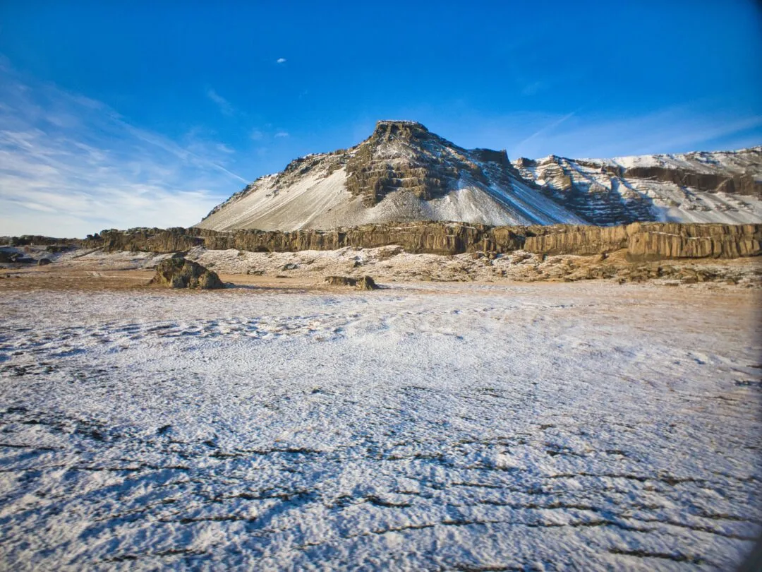 Iceland volcanic tuya mountain snow