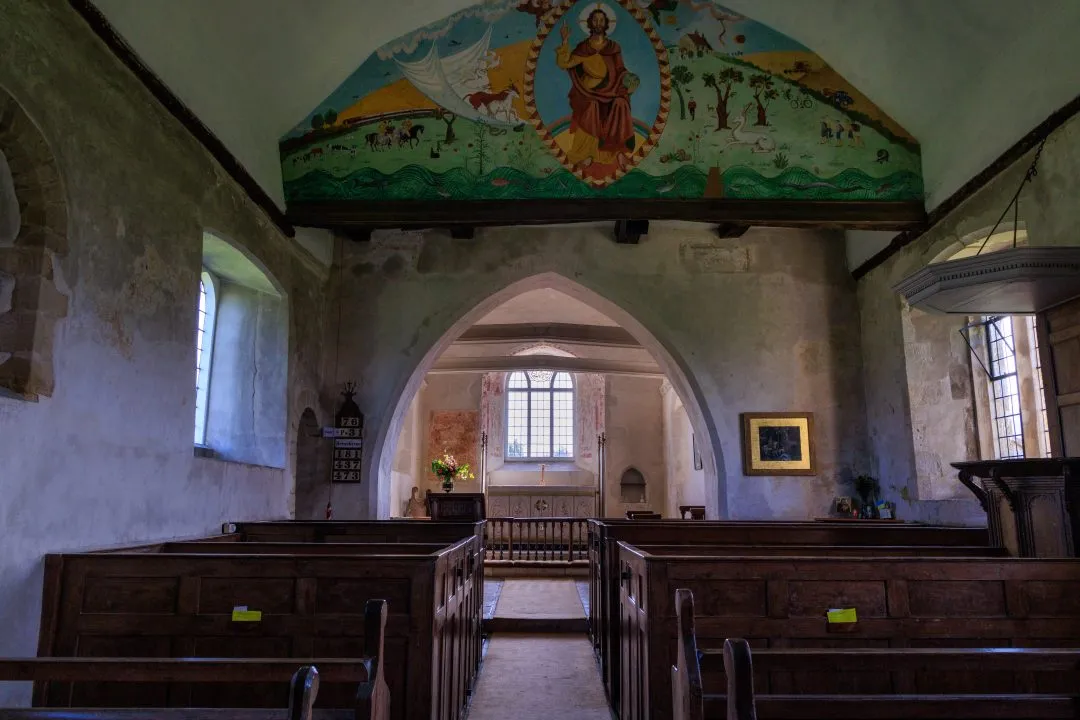Chapel interior nave mural, Idsworth