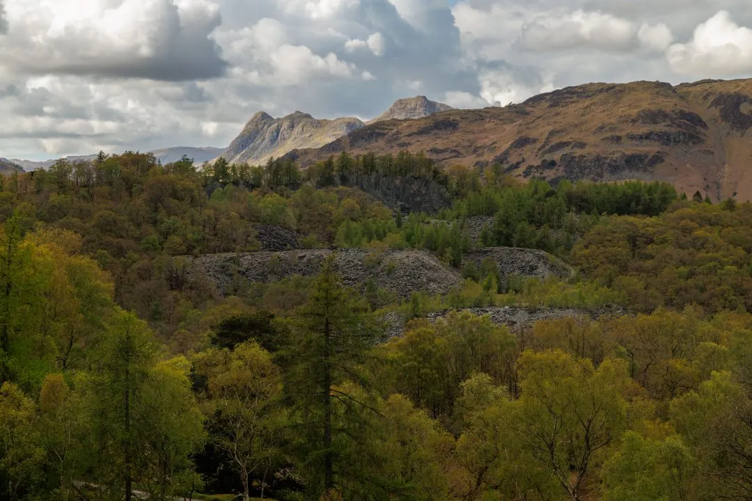 Langdale pikes quarry spoil heaps, the Lake District, Cumbria