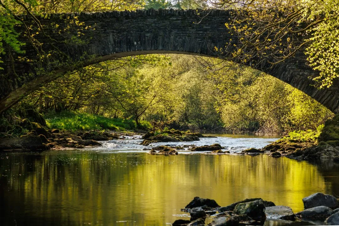 Slater bridge golden light, the Lake District, Cumbria