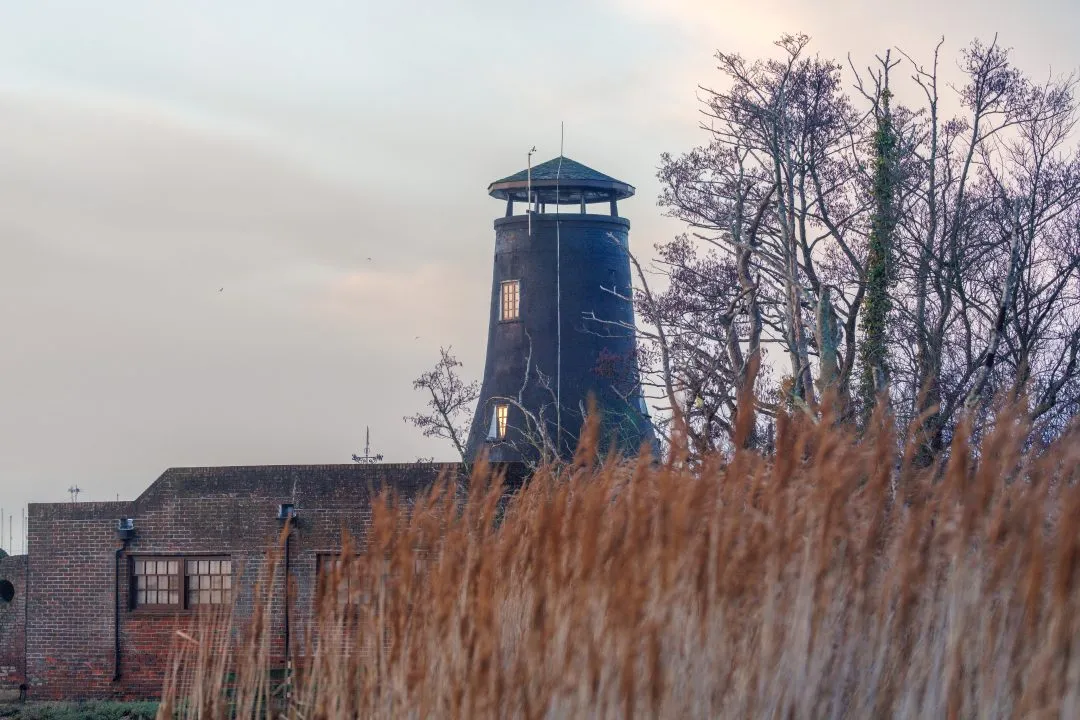 Langstone harbour windmill tower reeds