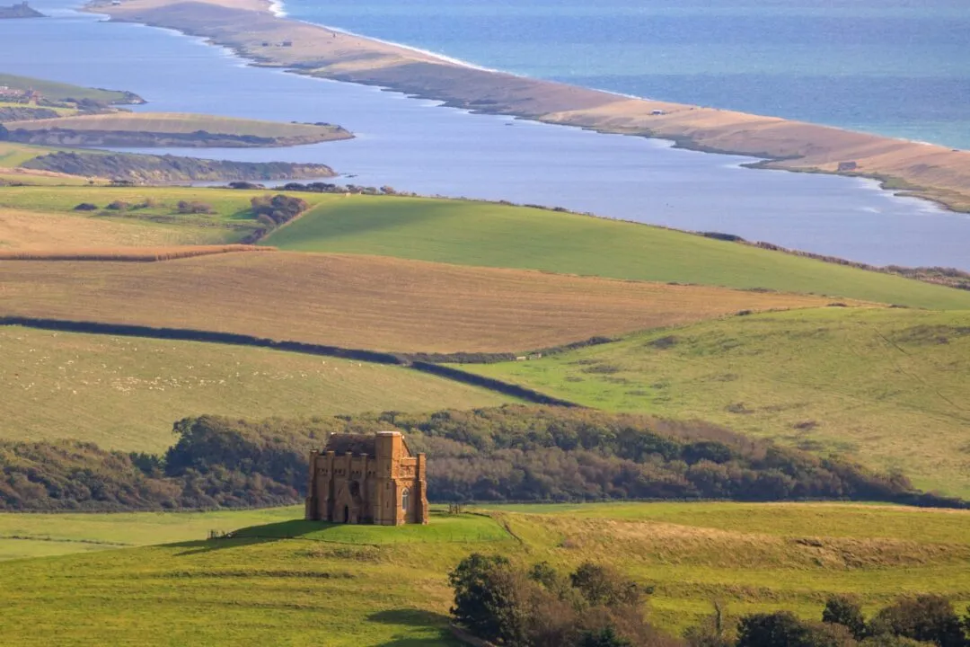 Lulworth cove chesil beach church