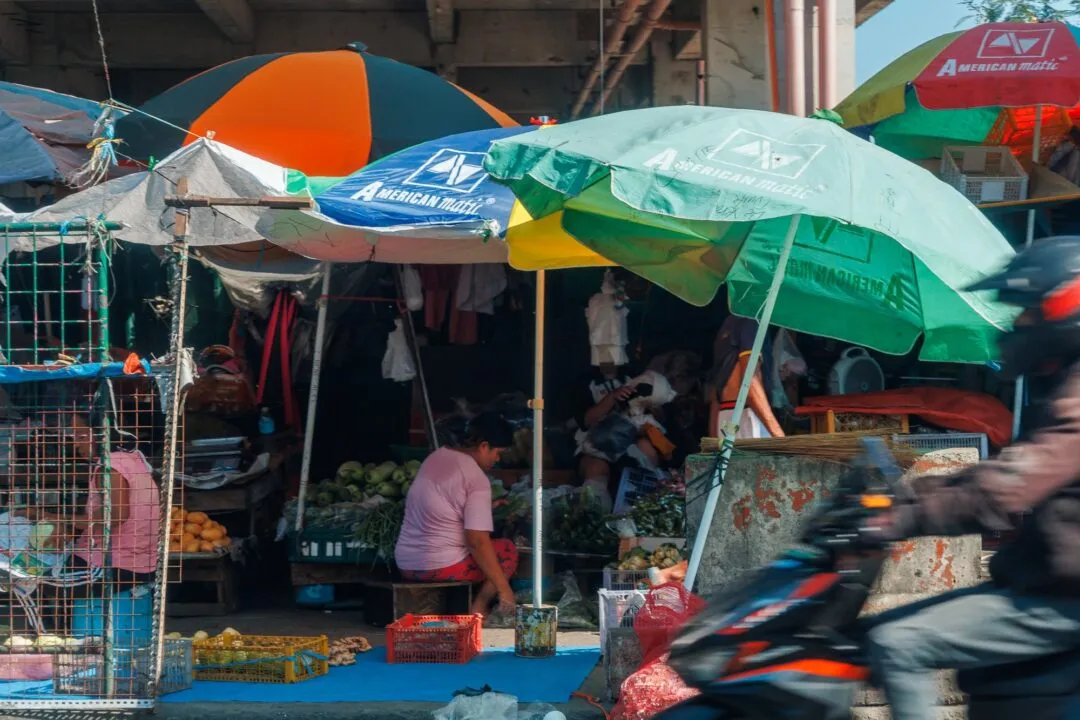 Market umbrella graphic composition manila