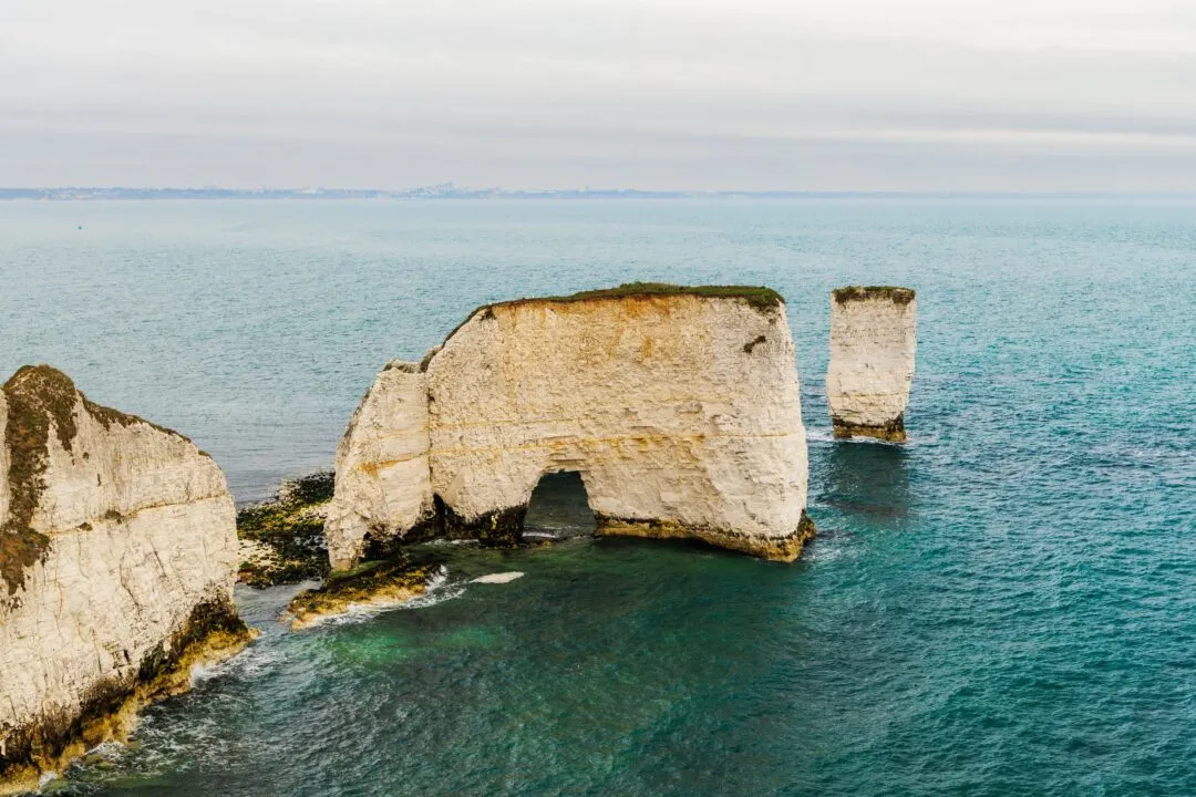 Old harry rocks aerial close