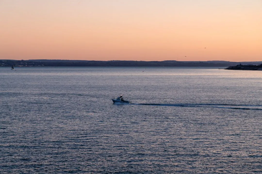 Old Portsmouth Boat Wake Dusk Gulls, Southsea and Old Portsmouth, Hampshire