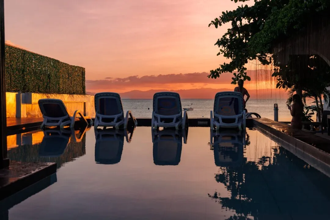 Pastel sunset outrigger boats cebu