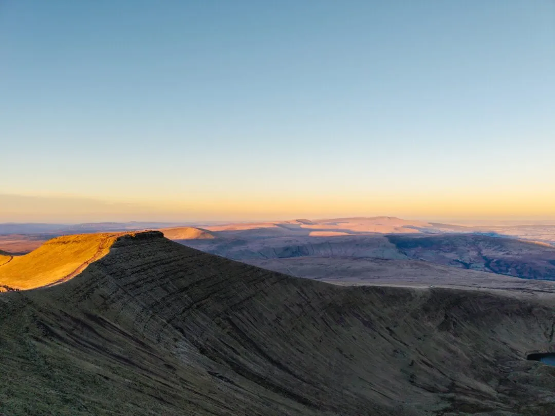 Pen y Fan aerial silhouette dawn