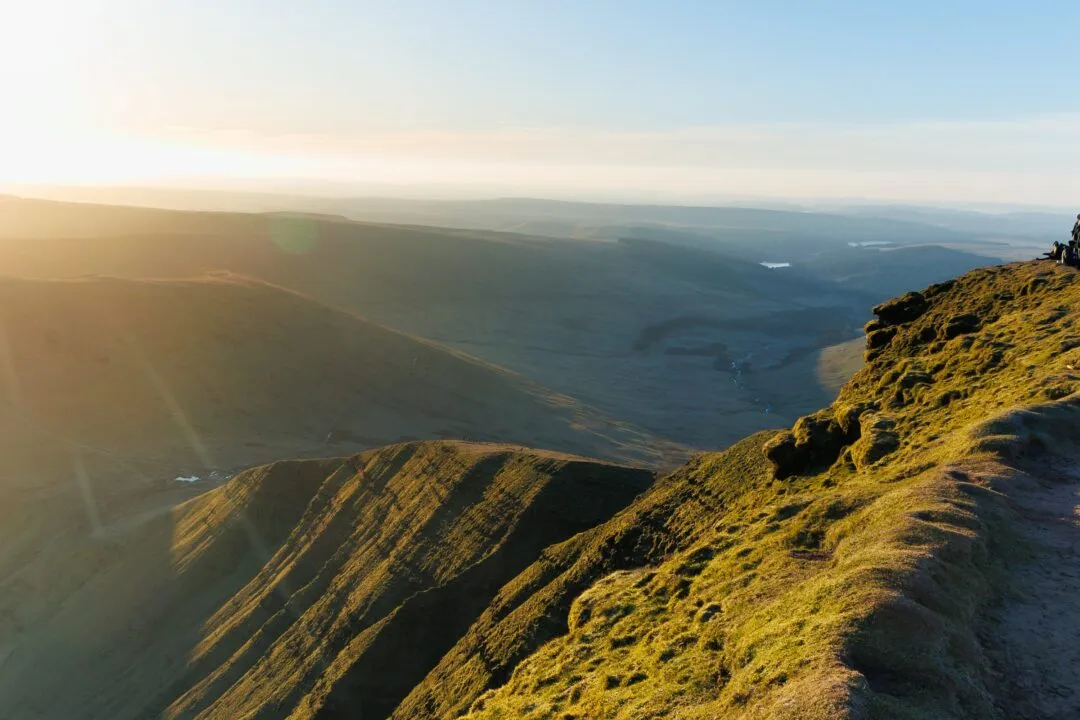 Pen y Fan ridge edge golden light