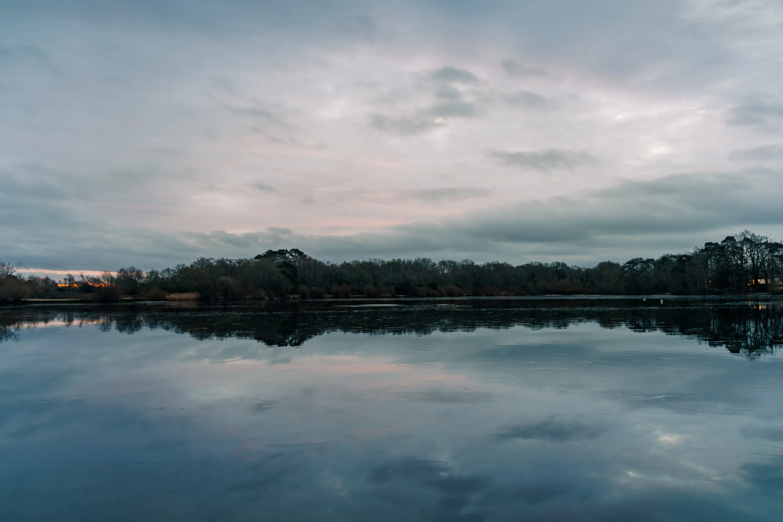 Lake reflection dusk, Petersfield