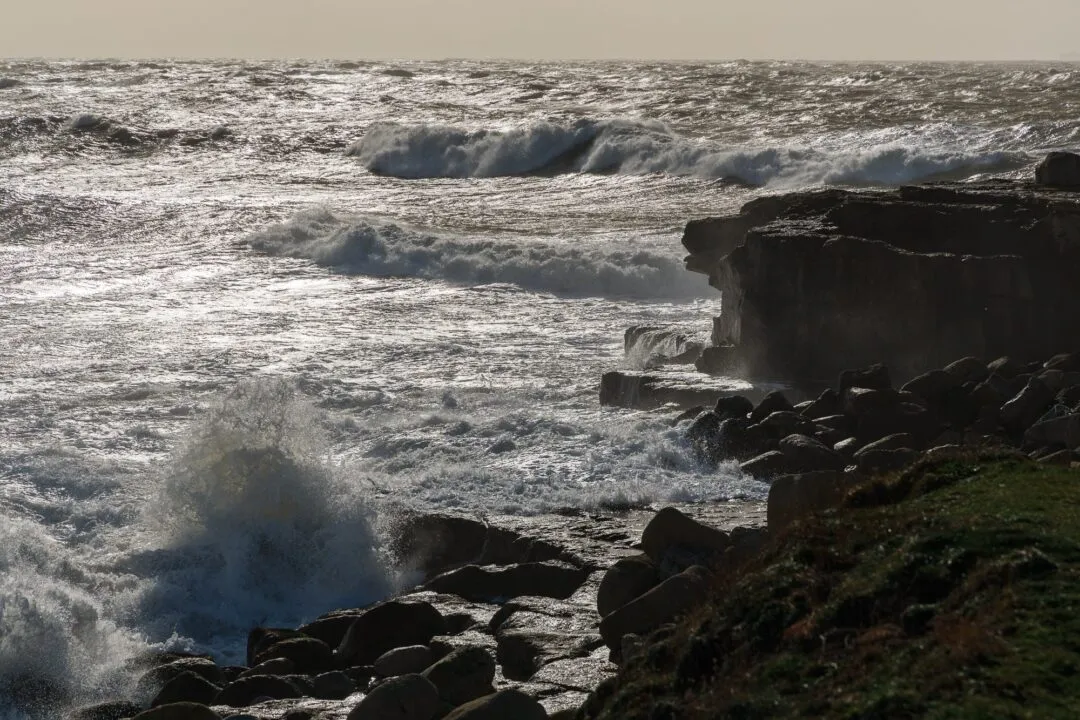 Portland bill storm waves