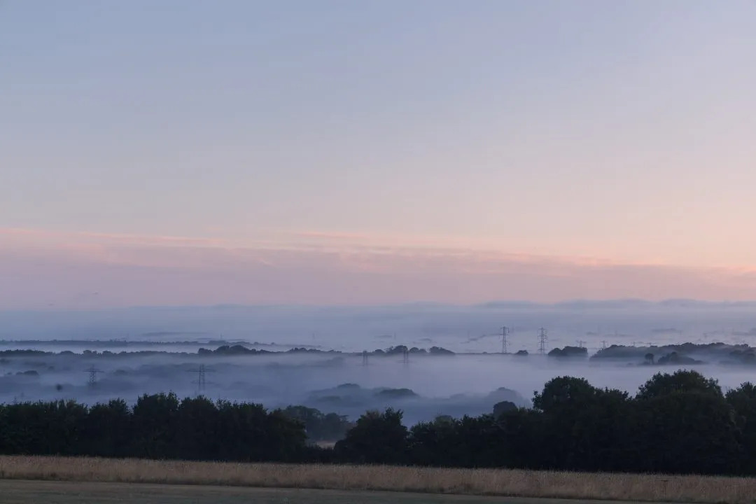 Misty valley wide view, Portsdown Hill