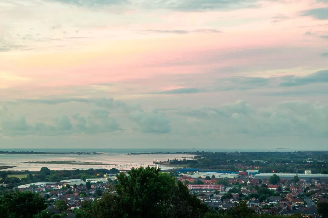 Sunset harbour boats coastline, Portsdown Hill