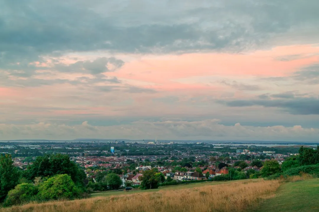 Sunset panorama Portsmouth, Portsdown Hill