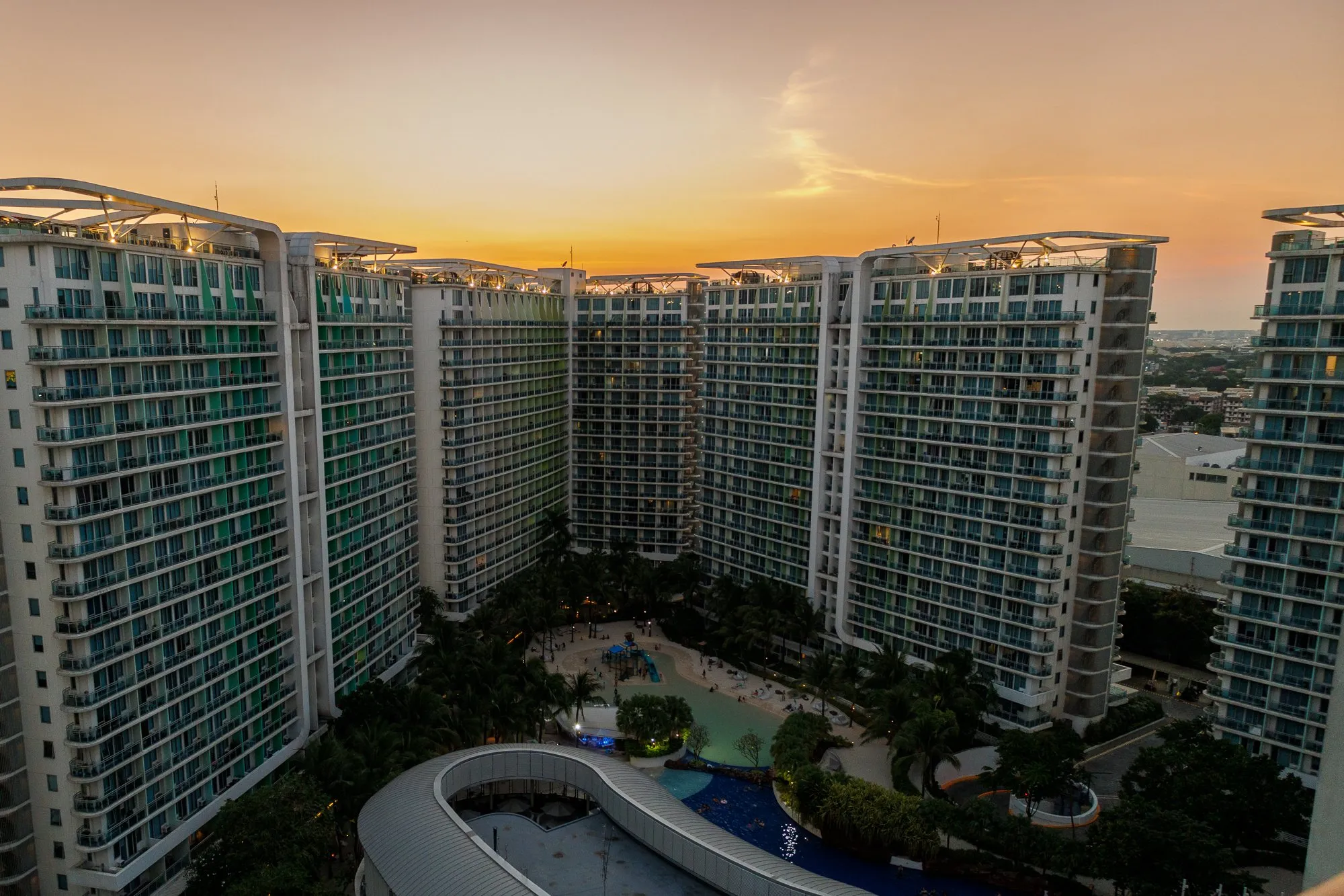Resort tower symmetry sunset manila