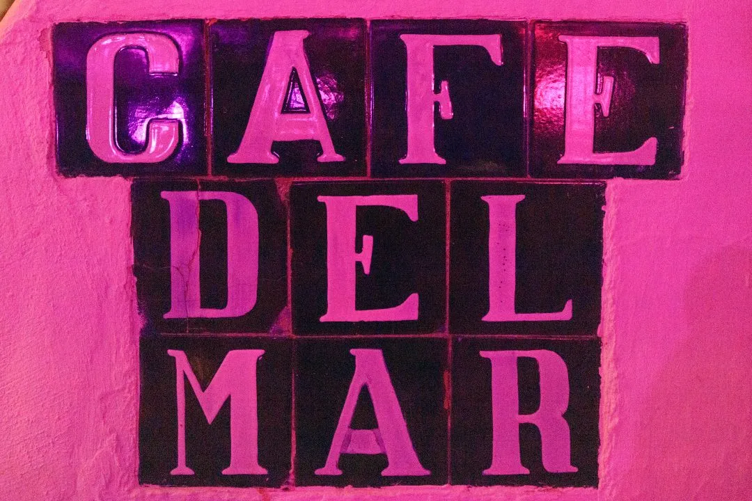 Cafe del Mar tiled letters macro, San Antonio, Ibiza
