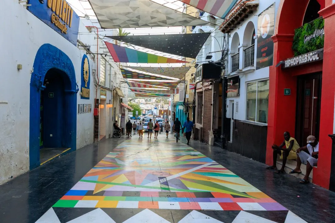 Colourful street scene, San Antonio, Ibiza