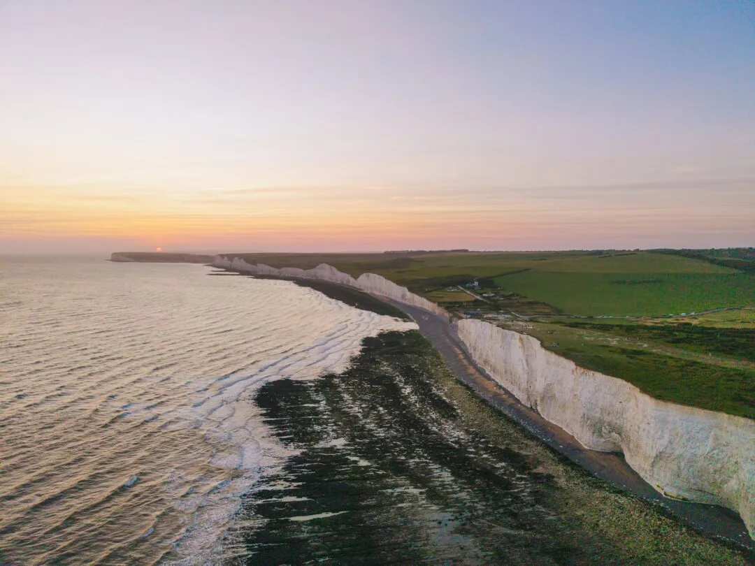 Seven sisters aerial sunset cliffs