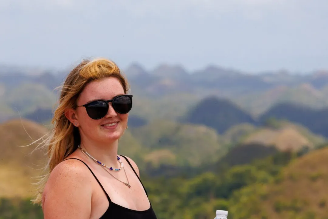 Smiling portrait hills backdrop bohol