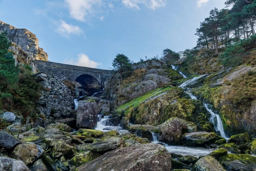 Snowdonia pont pen y benglog bridge waterfall