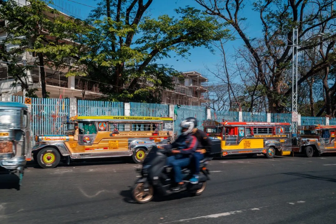 Street scene jeepneys motorbike manila